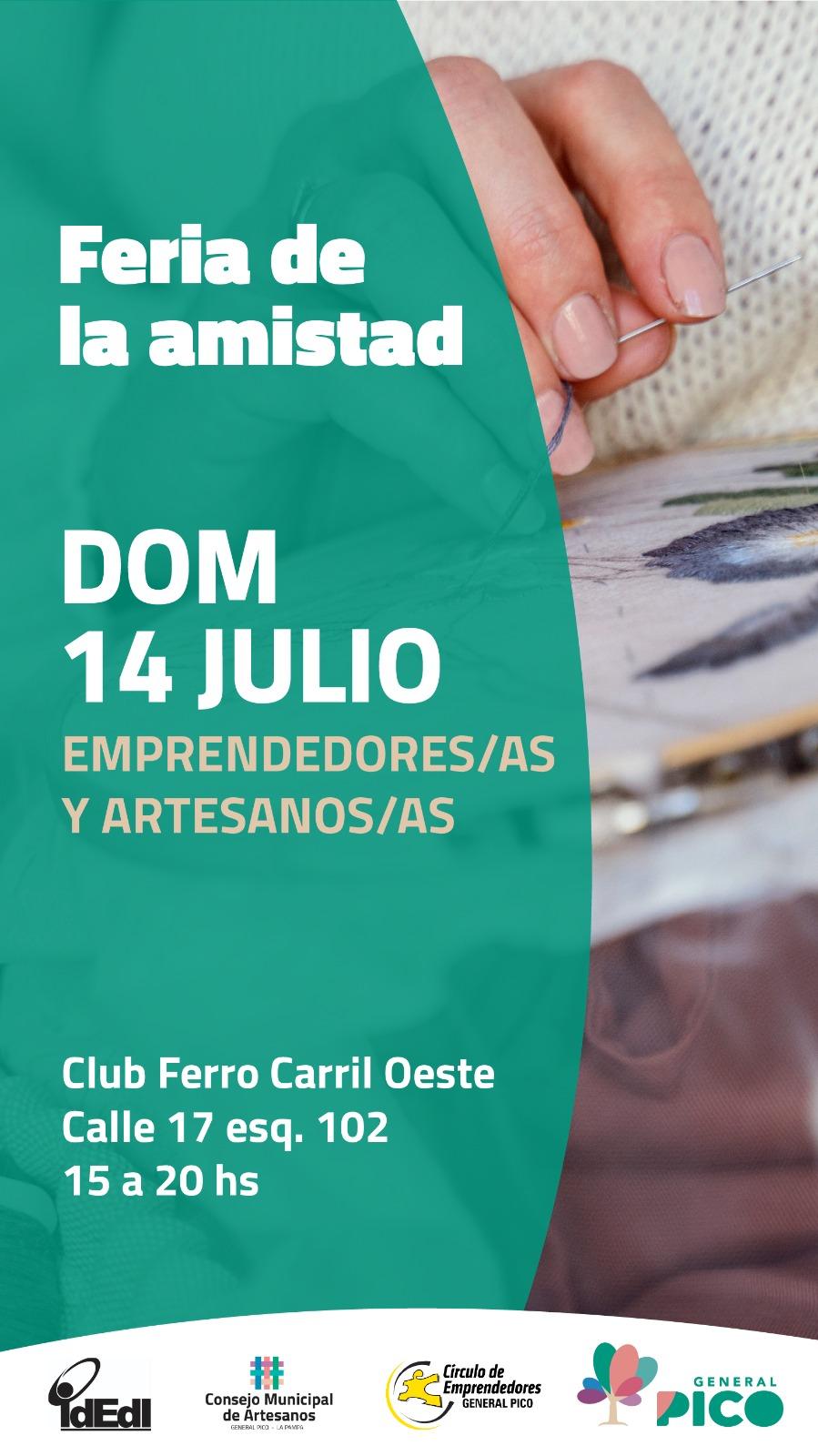 ESTE DOMINGO VISITÁ LA FERIA DE LA AMISTAD EN FERRO CARRIL OESTE