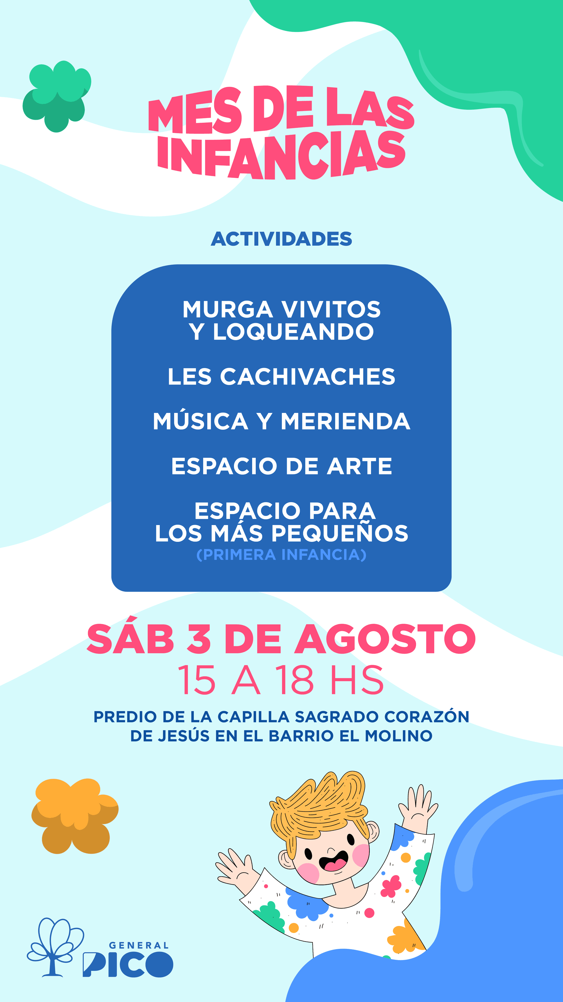 MES DE LAS INFANCIAS: MAÑANA SÁBADO DISFRUTÁ DE ACTIVIDADES GRATUITAS EN BARRIO EL MOLINO